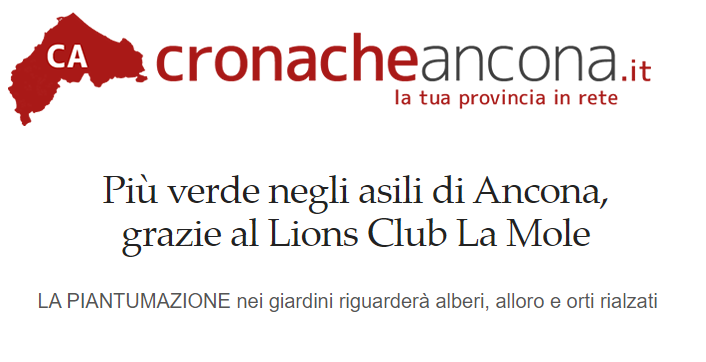 Pi&ugrave; verde negli asili di Ancona, grazie al Lions Club Ancona La Mole